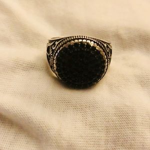 Black topaz sterling silver cocktail ring.
